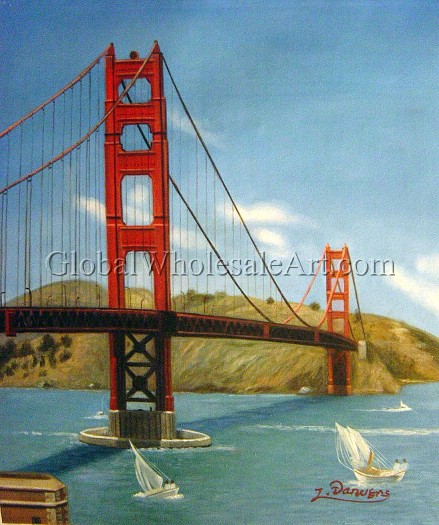 439x525 Breathtaking Golden Gate Bridge - Golden Gate Bridge Canvas Painting