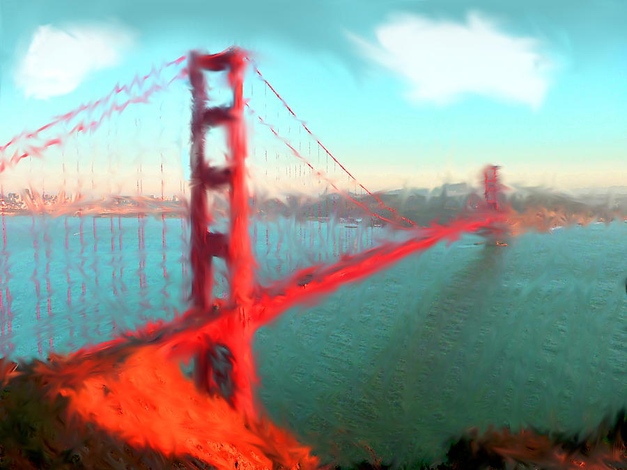 900x675 Golden Gate Bridge Watercolor Painting By Enki Art - Golden Gate Bridge Painting