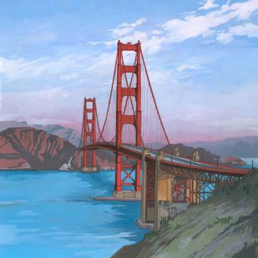 375x375 Saatchi Art The Golden Gate Bridge, San Francisco Painting By - Golden Gate Bridge Watercolor Painting