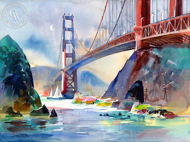 800x601 Golden Gate, 1997, Art By Ken Potter California Watercolor - Golden Gate Painting