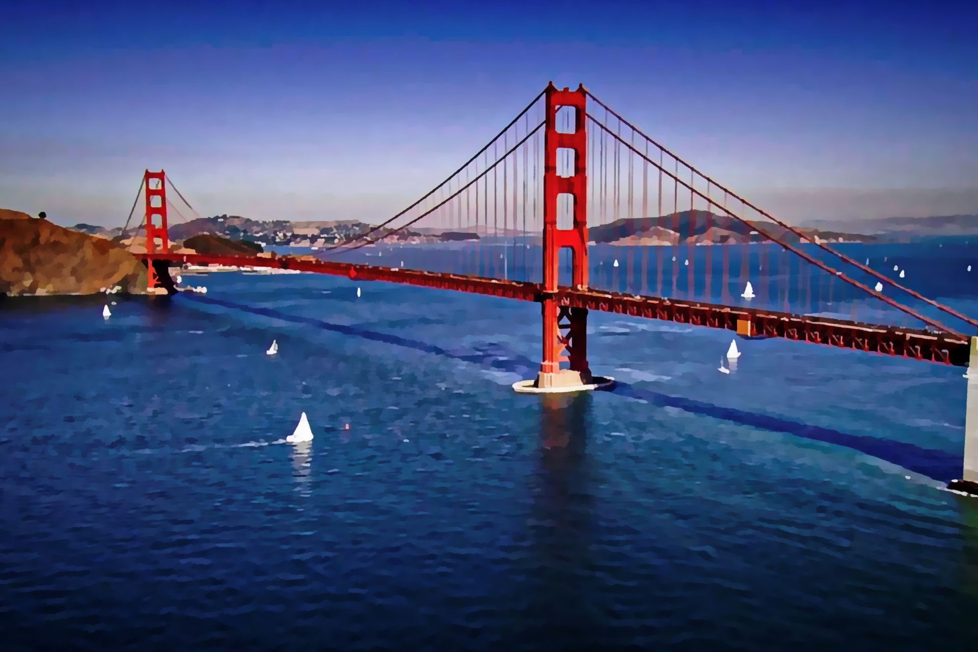 1920x1280 Golden Gate Bridge Painting Free Stock Photo - Golden Gate Painting