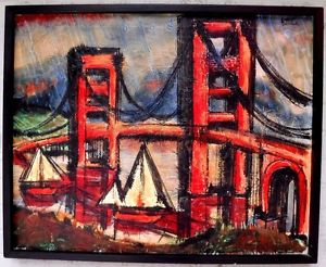 300x246 Robert George Oil Painting Golden Gate Bridge Abstract - Golden Gate Painting