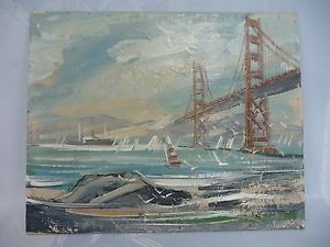 300x225 Signed Amp Listed Artist John Checkley Oil Painting - Golden Gate Painting