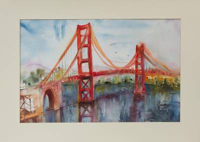 400x285 Signed Painting Of The Golden Gate Bridge From Mexico - Golden Gate Painting