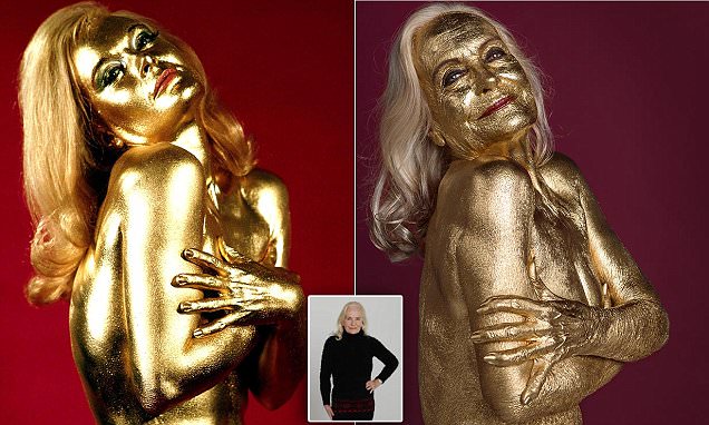 636x382 Bond Girl Shirley Eaton Recreates Her Most Famous Look - Golden Girl Painting