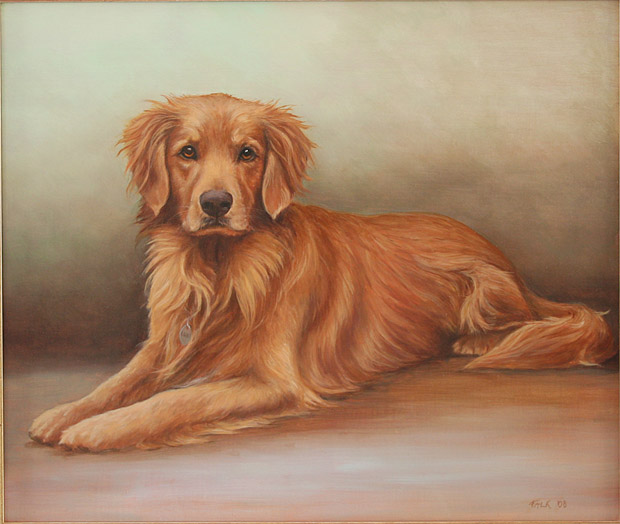 620x524 Golden Retriever Madeline Falk Fine Art Paintings - Golden Retriever Oil Painting
