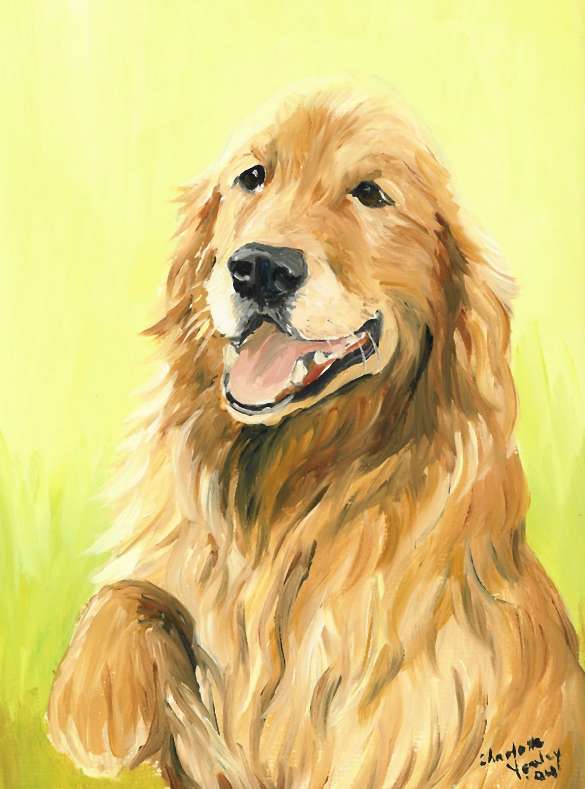 1185x1600 Golden Retriever Oil Painting By Charlotte Yealey Art With A Bark - Golden Retriever Oil Painting