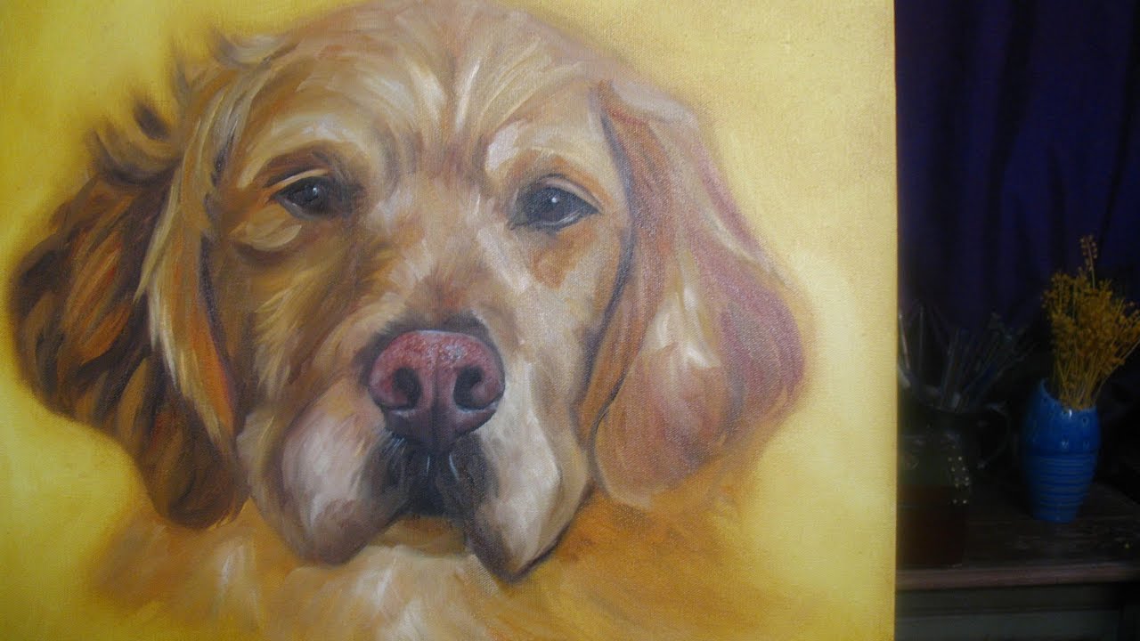 1280x720 Art Instructional Video Oil Painting Golden Retriever - Golden Retriever Oil Painting