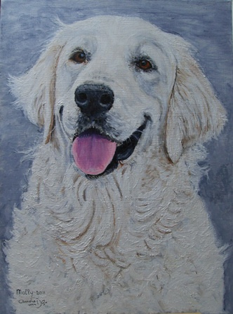 332x448 Molly, A Happy Golden Retriever, Oil Painting 30 X 40 Cm - Golden Retriever Oil Painting