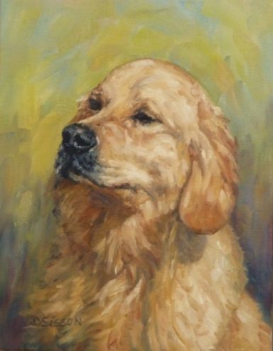 385x495 Noble Oil Dog Pet Art Portraits Golden Retriever Original Art - Golden Retriever Oil Painting