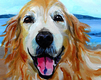 340x270 Custom Dog Portrait Oil Painting Pet Portrait Full - Golden Retriever Oil Painting