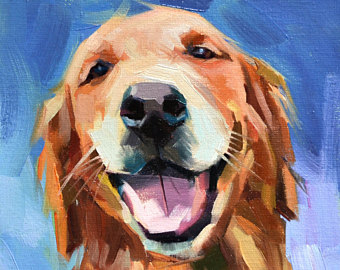 340x270 Custom Pet Portrait Custom Dog Oil Painting Animal Painting - Golden Retriever Oil Painting