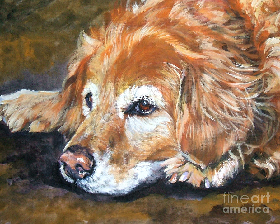 900x719 Golden Retriever Senior Painting By Lee Ann Shepard - Golden Retriever Painting