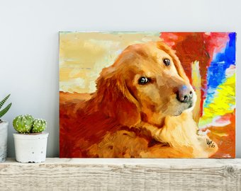 340x270 Golden Retriever Art Etsy - Golden Retriever Painting