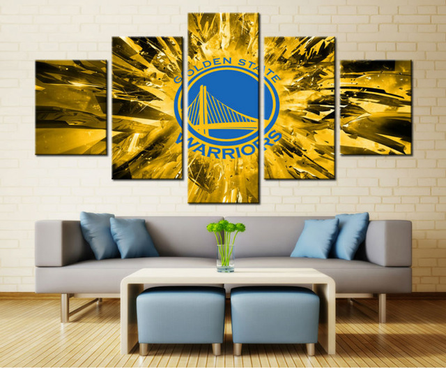 640x527 Hd Print 5 Pcs Golden State Warrior Canvas Wall Art Painting Art - Golden State Painting