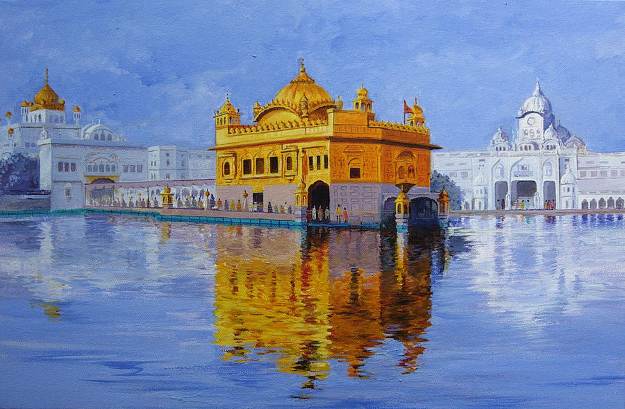 900x590 Golden Temple Painting By Deepali Sagade - Golden Temple Canvas Painting