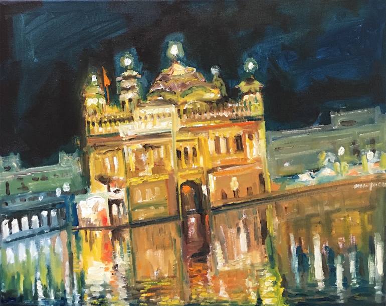 770x610 Saatchi Art Golden Temple Painting By Arun Prem - Golden Temple Painting