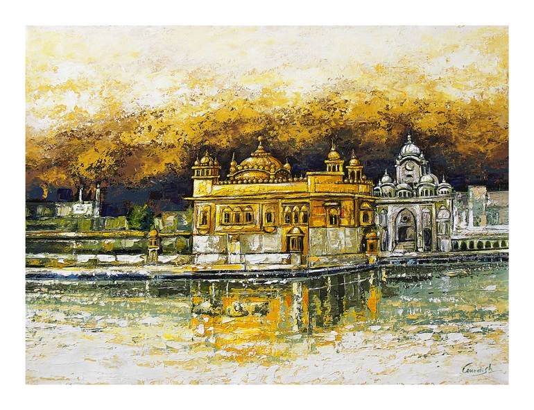 770x591 Saatchi Art The Golden Temple Gold Painting By Artist Gurdish Pannu - Golden Temple Painting