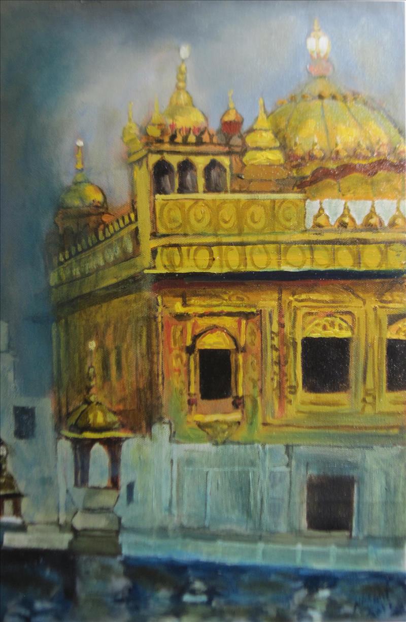 800x1225 Golden Temple, Painting - Golden Temple Painting