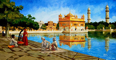 374x196 Painting Artist Mohan Jadhav Golden Temple Gallery - Golden Temple Painting