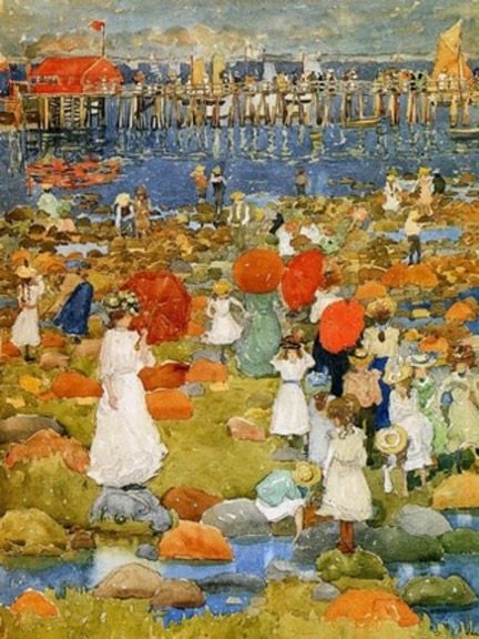 432x576 Daughter Of The Golden West Impressionists On The Beach Ab Fab - Golden West Painting