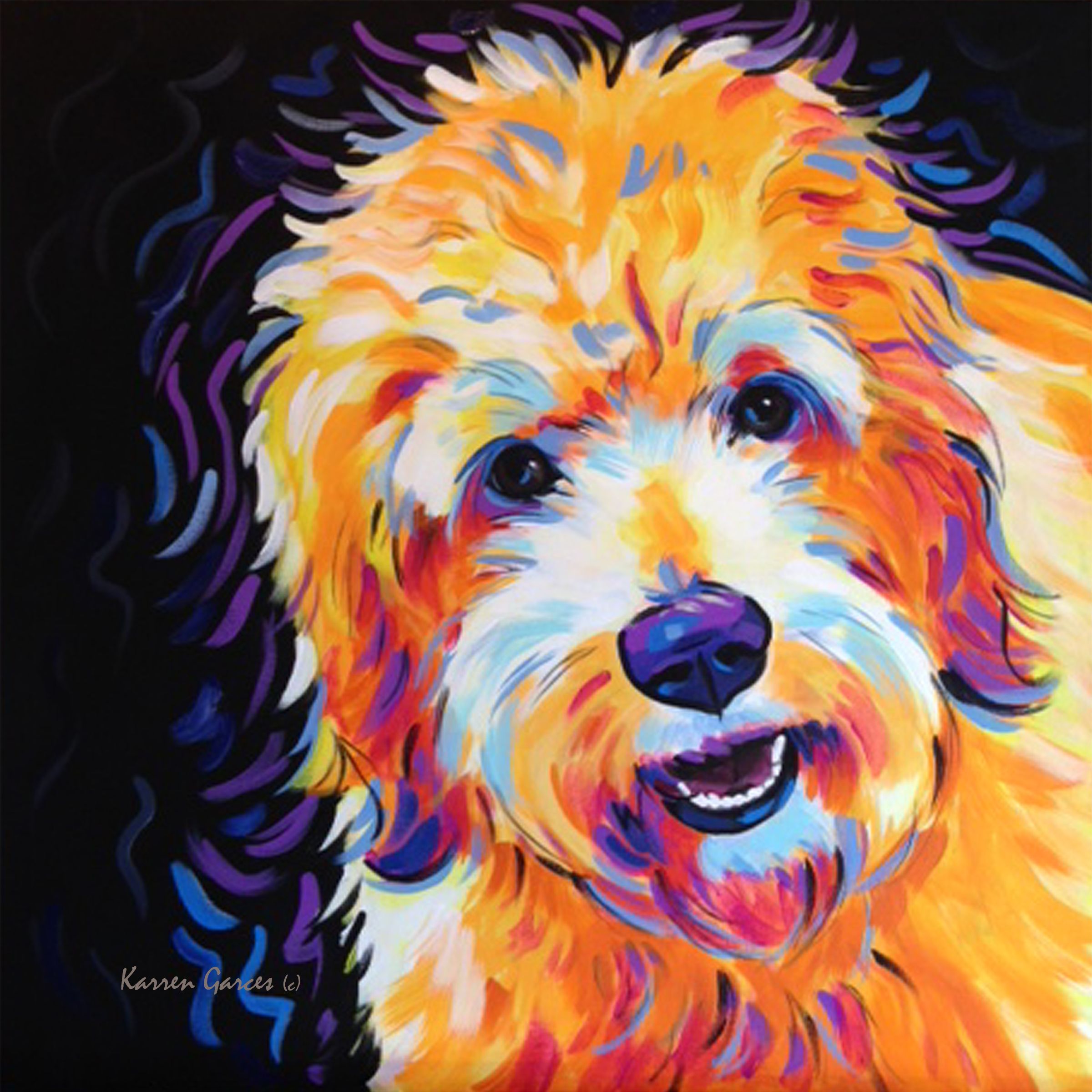2400x2400 Leo Was A 24x24 Pop Art Acrylic Commission On Canvas. He Looks - Goldendoodle Painting