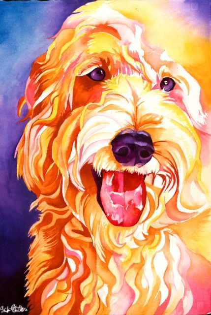 429x640 Boomer Signed Print From Original Watercolor Dog Painting - Goldendoodle Painting