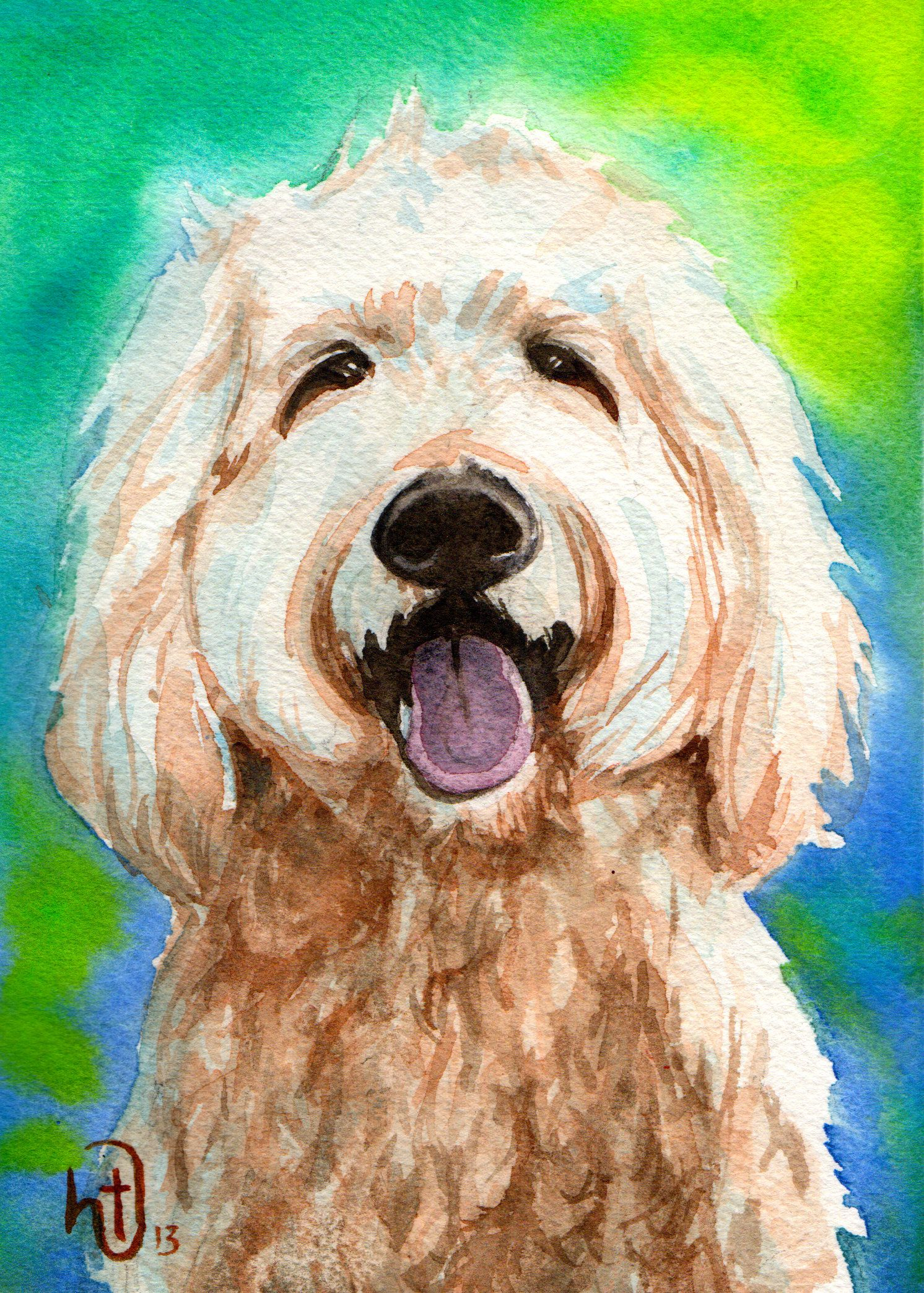 1492x2088 Golden Doodle Art Golden Doodle Portraits - Goldendoodle Painting