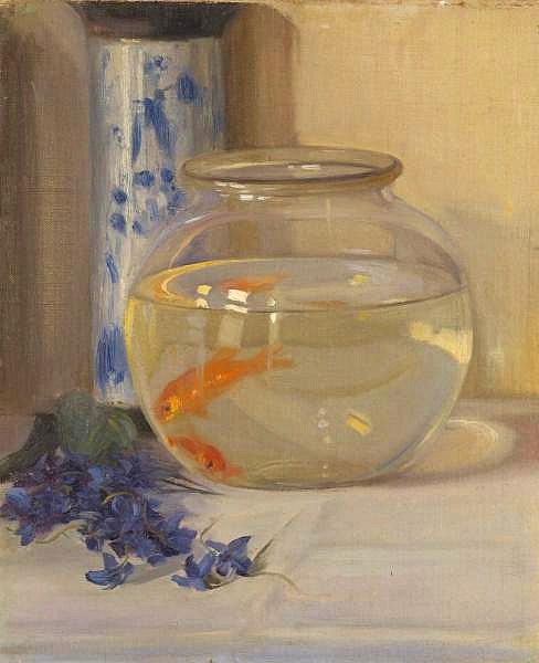 488x600 It's About Time Those Glorious Japonisme Goldfish - Goldfish Bowl Painting