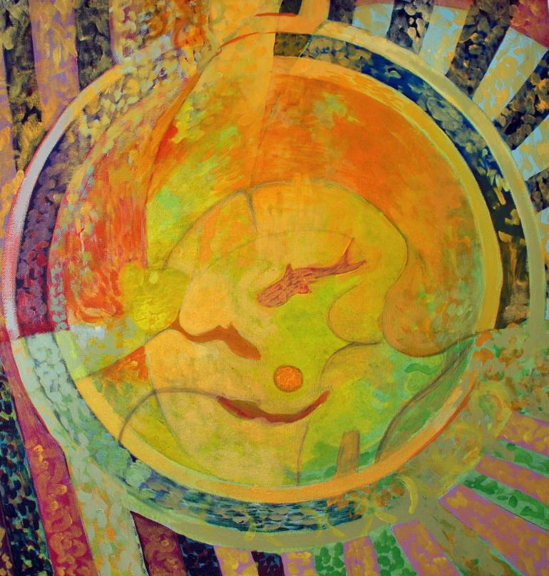 770x808 Saatchi Art From The Goldfish Bowl Painting By Mike Taylor - Goldfish Bowl Painting