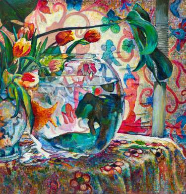 375x390 Saatchi Art Goldfish Bowl Painting By Toby Moate - Goldfish Bowl Painting