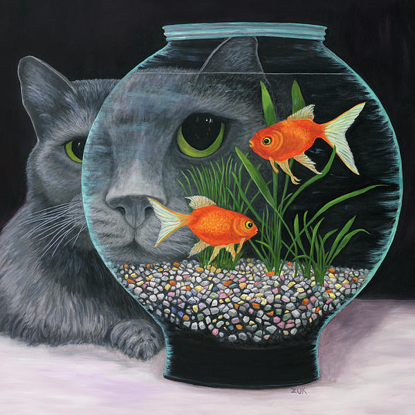 600x600 Eye To Eye Sq Spiral Notebook For Sale By Karen Zuk Rosenblatt - Goldfish Bowl Painting