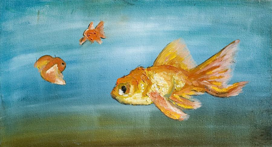 900x488 Goldfish Painting By Anthony Cavins - Goldfish Oil Painting