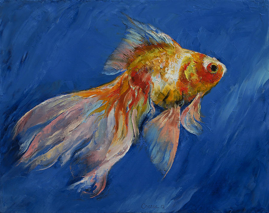 900x712 Goldfish Painting By Michael Creese - Goldfish Oil Painting