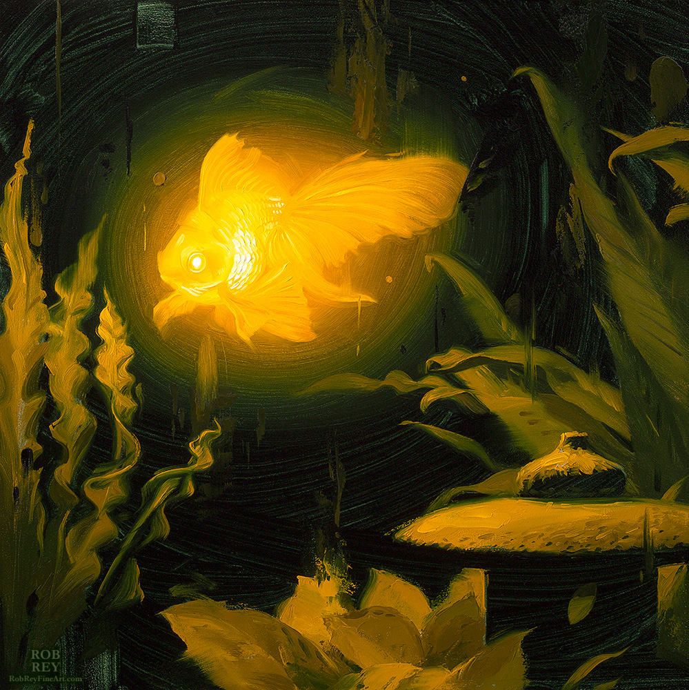 999x1000 Bioluminescence - Goldfish Oil Painting