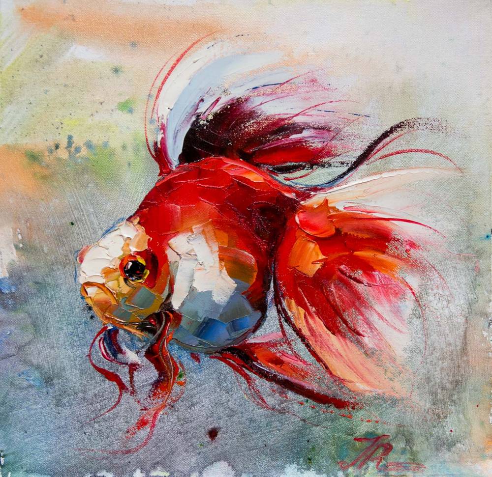 Goldfish Oil Painting at PaintingValley.com | Explore collection of ...