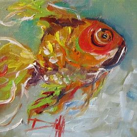 280x280 Painting Of The Day, Daily Oil Paintings By Delilah Goldfish,fish - Goldfish Oil Painting