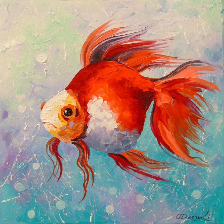 770x770 Saatchi Art Goldfish Painting By Olha Darchuk - Goldfish Painting