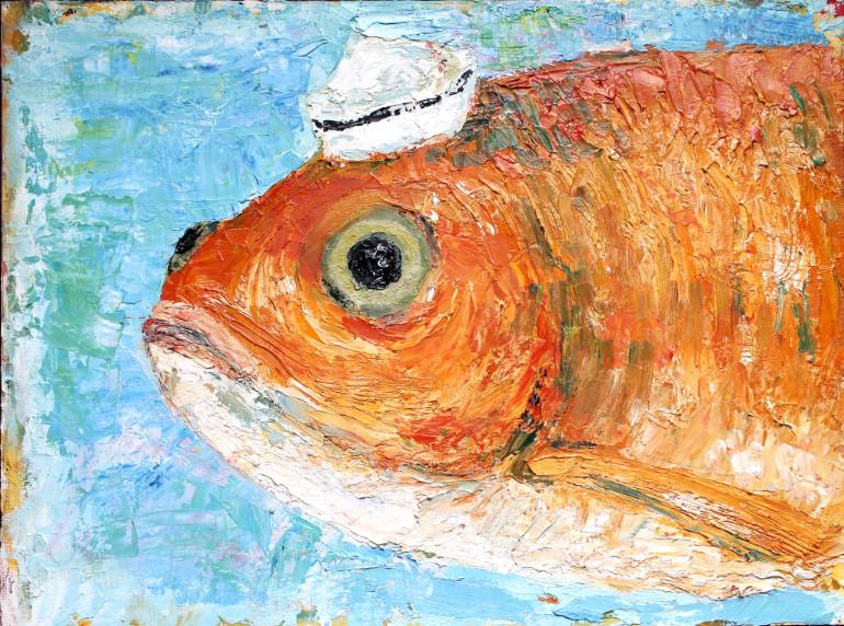 770x572 Saatchi Art Sailor Goldfish Painting By Rosa Nevarez - Goldfish Painting