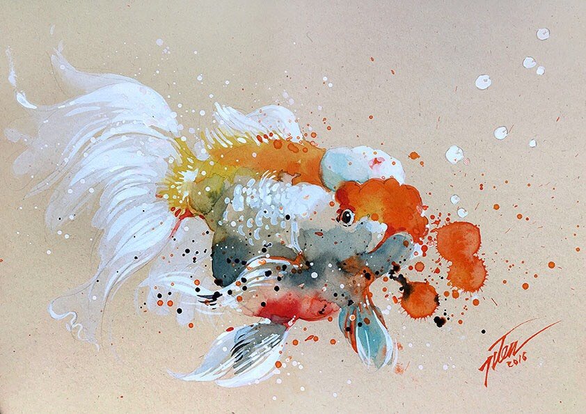 842x595 Tilen Ti - Goldfish Painting