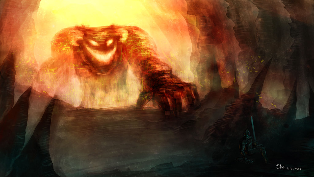1024x578 Hell Golem By Saeusse - Golem Painting