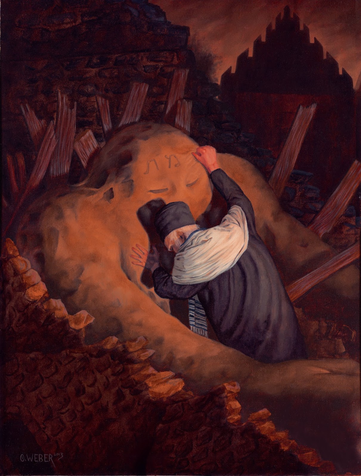 1211x1600 The Golem Of Prague - Golem Painting