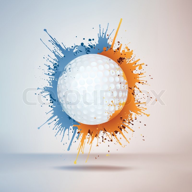 800x800 Golf Ball In Paint On Vignette Background. Vector. Stock Vector - Golf Ball Painting