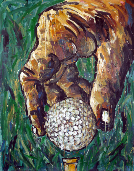 453x576 Image Golf Art Sports Painting Of Golf Ball - Golf Ball Painting