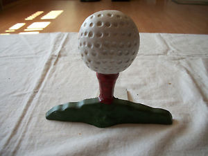 300x225 Vintage Cast Iron Painted Golf Ball Door Stop Figurine Ebay - Golf Ball Painting