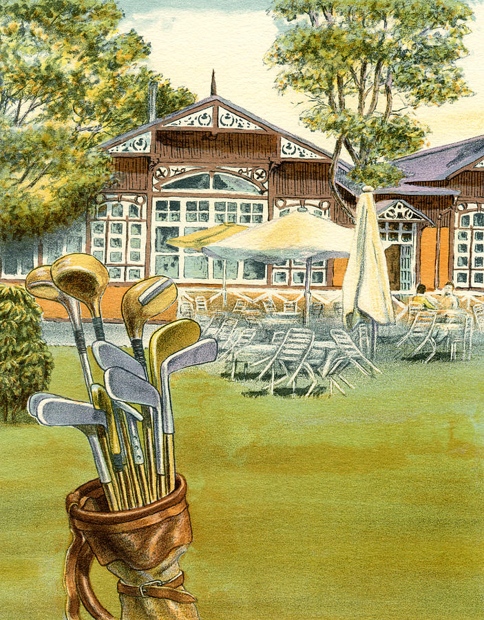 703x900 Retro Vintage Golf Club Painting By Amy Miu - Golf Club Painting