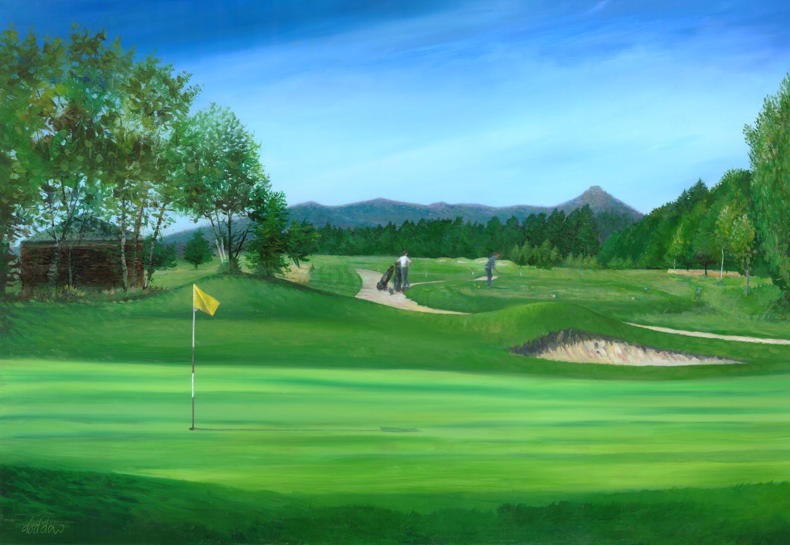 1575x1087 Large Golf Landscape Oil Painting - Golf Course Painting