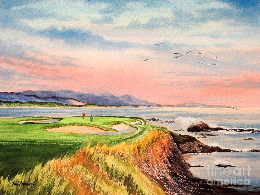 900x675 Pebble Beach Golf Course Prints And More By Bill Holkham Are - Golf Course Painting