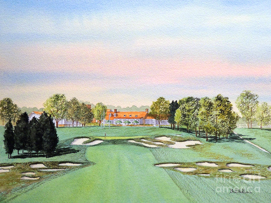 900x675 Bethpage State Park Golf Course 18th Hole Painting By Bill Holkham - Golf Course Painting