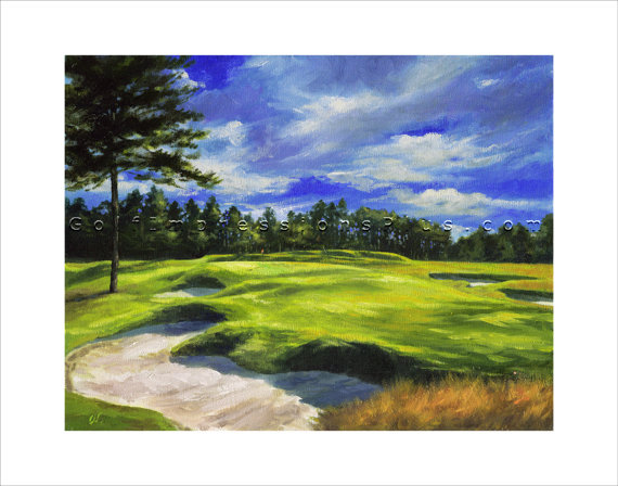 570x448 Golf Course Painting. Oil Painting. Golf Art Print. Pinehurst - Golf Oil Painting